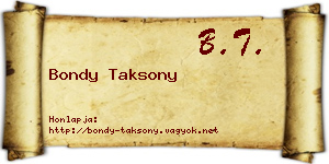 Bondy Taksony névjegykártya